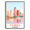 Tampa Art Print Travel Poster Colorful City Skyline Urban Florida Travel Souvenir Wall Art Landscape Painting Ideal For Home Living Room Office Bedroom Decor Unframed