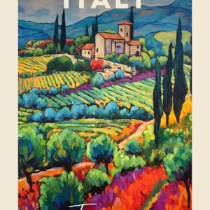 Tuscany Italy 3 Fauvist Painting Travel Poster