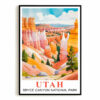 Utah Print Travel Poster Bryce Canyon National Park Souvenir Wall Art Landscape Painting Watercolor Picture For Home Room Living Room Office Bedroom Decor Unframed