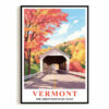 Vermont Print Travel Poster Nature Green Mountain State Souvenir Wall Art Landscape Painting Picture Mountains For Home Room Living Room Office Bedroom Decor Unframed