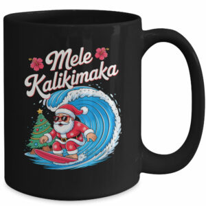 Vintage Cute Mele Kalikimaka Christmas Santa Surfing Costume Mug