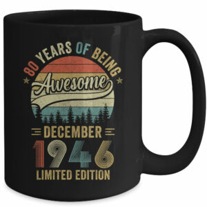Vintage December 1946 80 Years Old 80th Birthday Men Women Mug