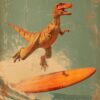 Vintage Heterodontosaurus Dinosaur On A Surf Board 3