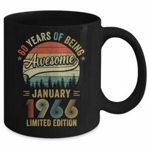Vintage January 1966 60 Years Old 60th Birthday Men Women Mug