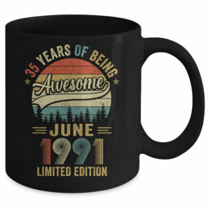 Vintage June 1991 35 Years Old 35th Birthday Men Women Mug