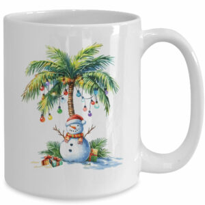 Vintage Palm Tree Snowman Tropical Christmas Deck The Palms Mug