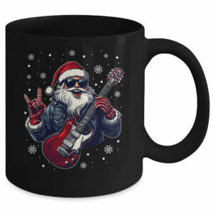 Vintage Rock & Roll Christmas Santa Claus Men Rock Guitar Mug