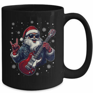 Vintage Rock & Roll Christmas Santa Claus Men Rock Guitar Mug