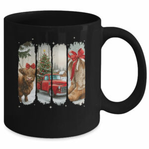 Vintage Town Christmas Cowgirl Highland Cow Girl Christmas Mug