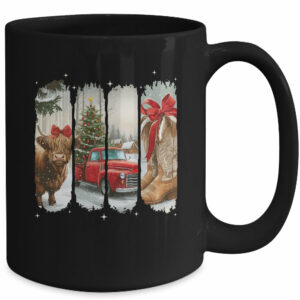 Vintage Town Christmas Cowgirl Highland Cow Girl Christmas Mug