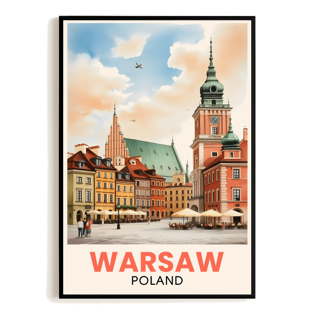 Warsaw Poland Vintage Travel Poster Nature City Wall Art Landscape Picture Prints Suitable For Home Room Living Room Office Bedroom Aesthetic Decor Unframed