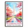 Washington Print Travel Poster District Of Columbia Monument Souvenir Wall Art Landscape Painting Watercolor For Home Room Living Room Office Bedroom Decor Unframed