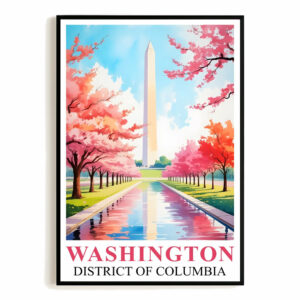Washington Print Travel Poster District Of Columbia Monument Souvenir Wall Art Landscape Painting Watercolor For Home Room Living Room Office Bedroom Decor Unframed