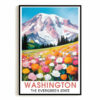 Washington Print Travel Poster Nature Evergreen State Souvenir Wall Art Landscape Painting Picture Mountains For Home Room Living Room Office Bedroom Decor Unframed