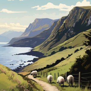 West Highland Coast Path Scotland 2 Vintage Travel Illustration