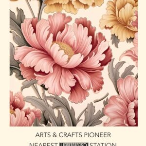 William Morris Print Exhibition Poster Pink Flowers