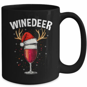Winedeer Reinbeer Santa Hat Winedeer Couple Xmas Matching Mug