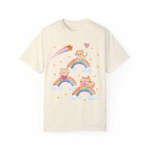 Kitschy Cat Tee with Rainbows